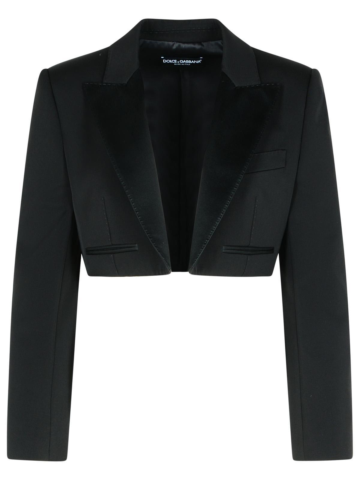 dolce & gabbana black wool blend blazer