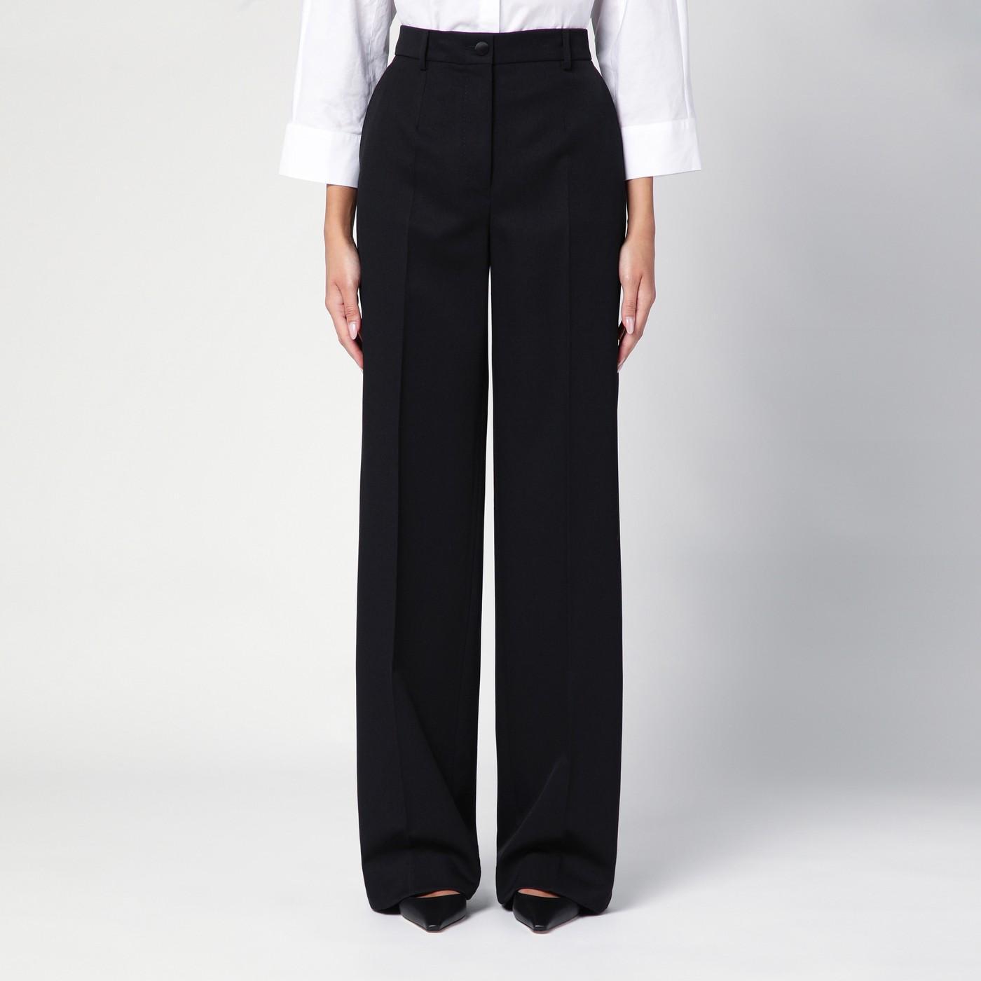 dolce & gabbana black wool flared trousers