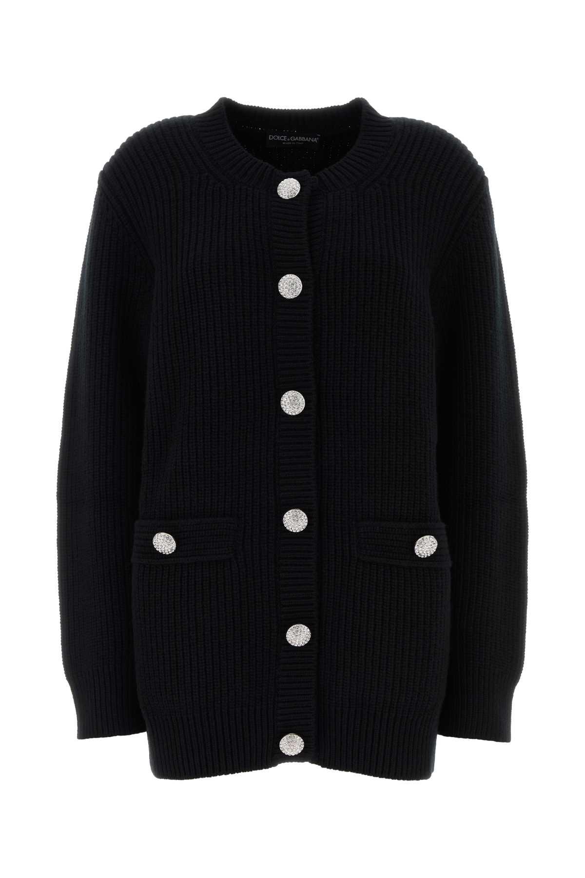 dolce & gabbana black wool oversize cardigan