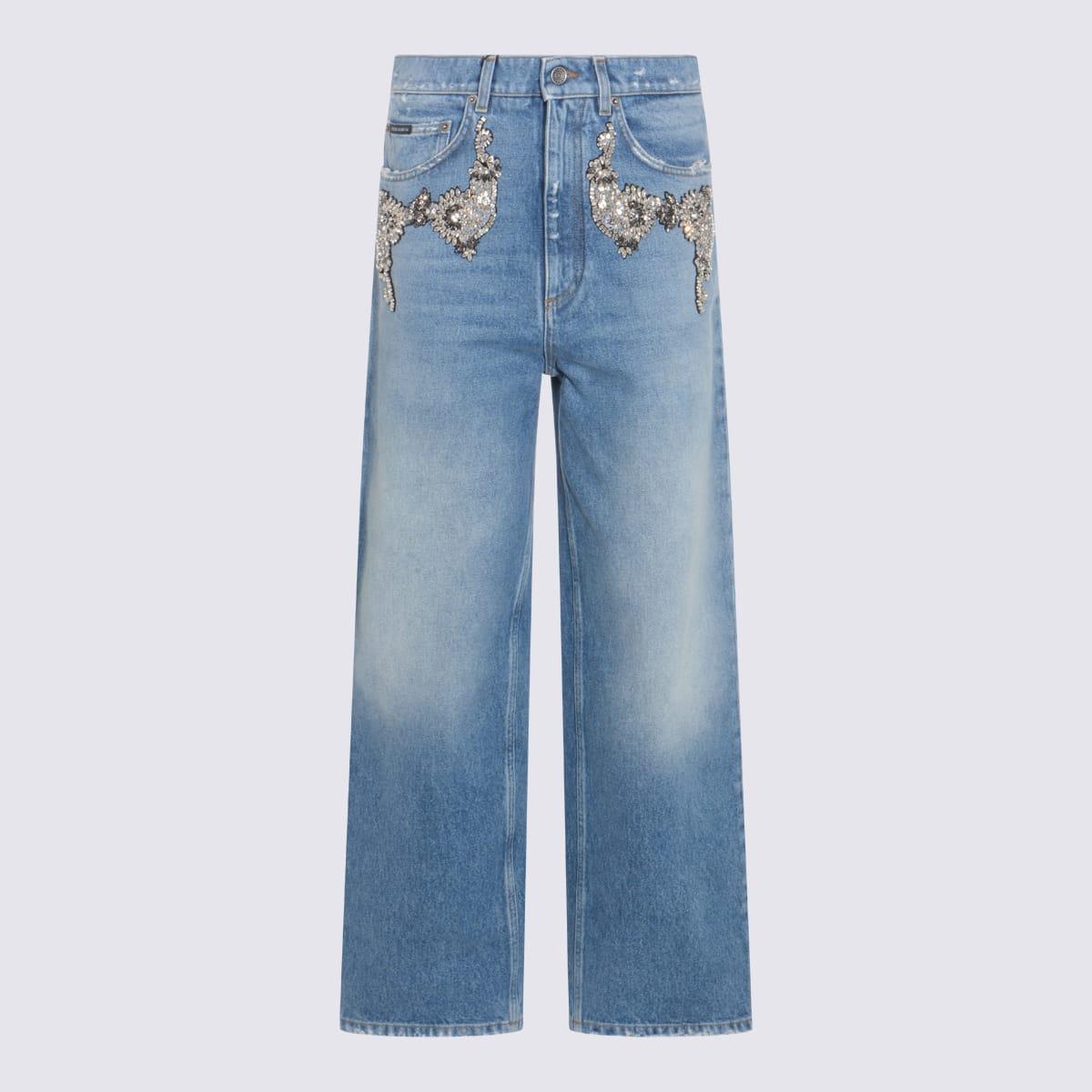 dolce & gabbana blue cotton jeans