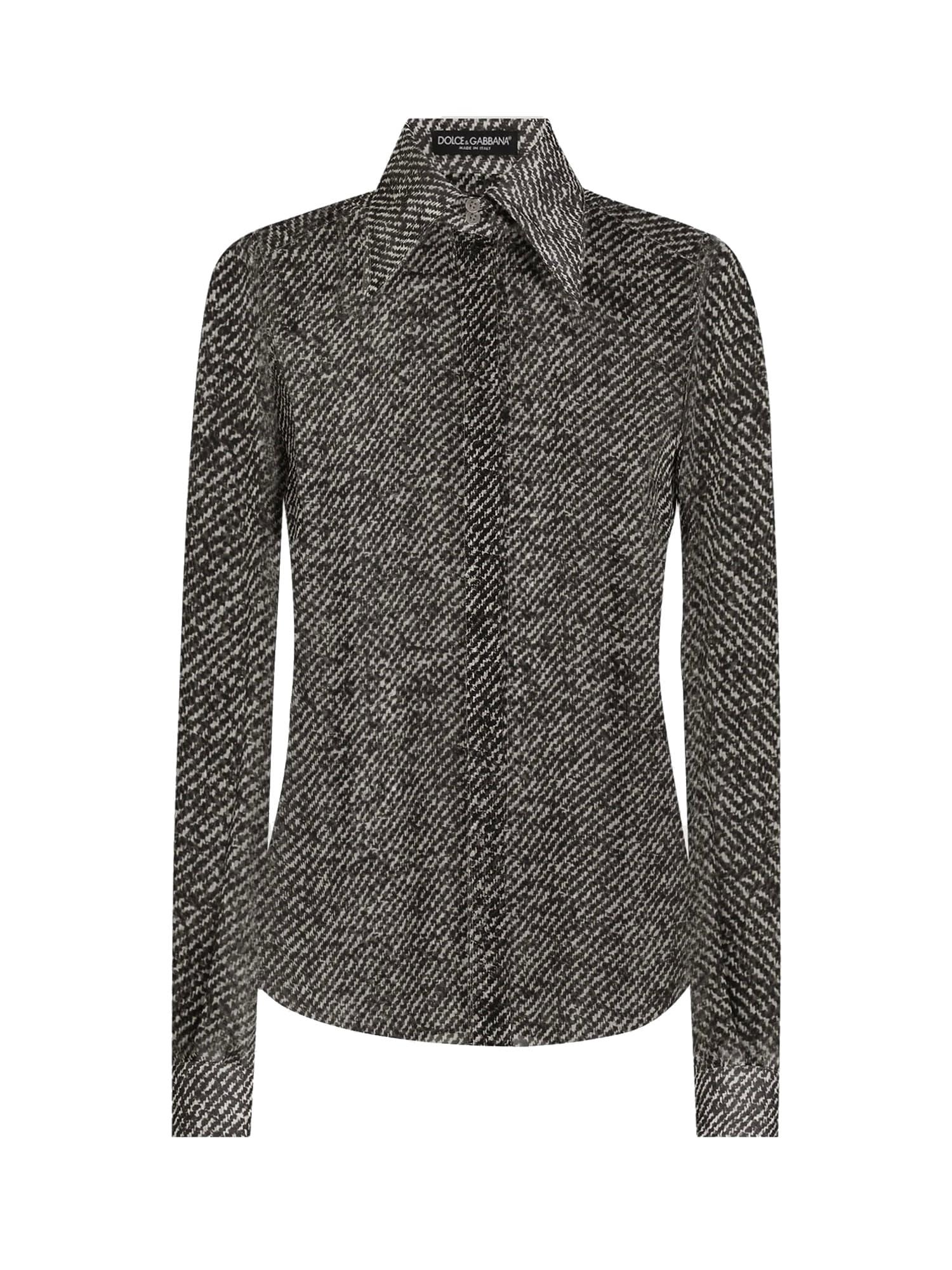 dolce & gabbana bouclé print silk chiffon shirt