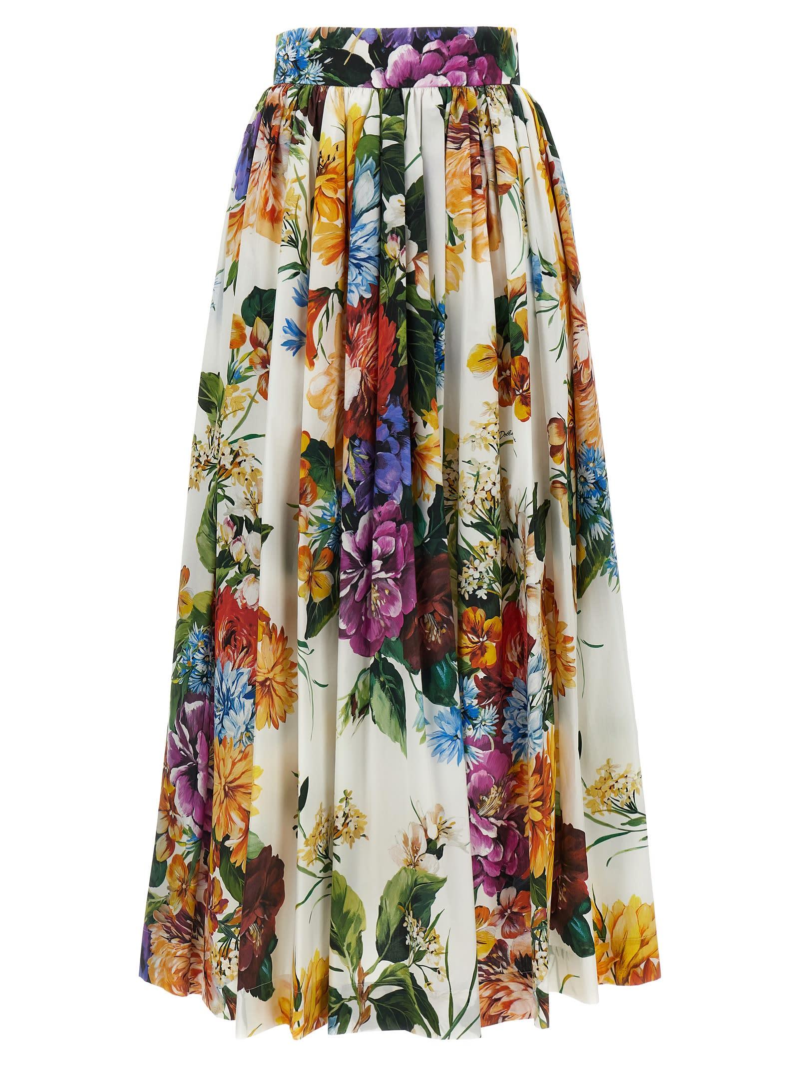 dolce & gabbana bouquet print skirt