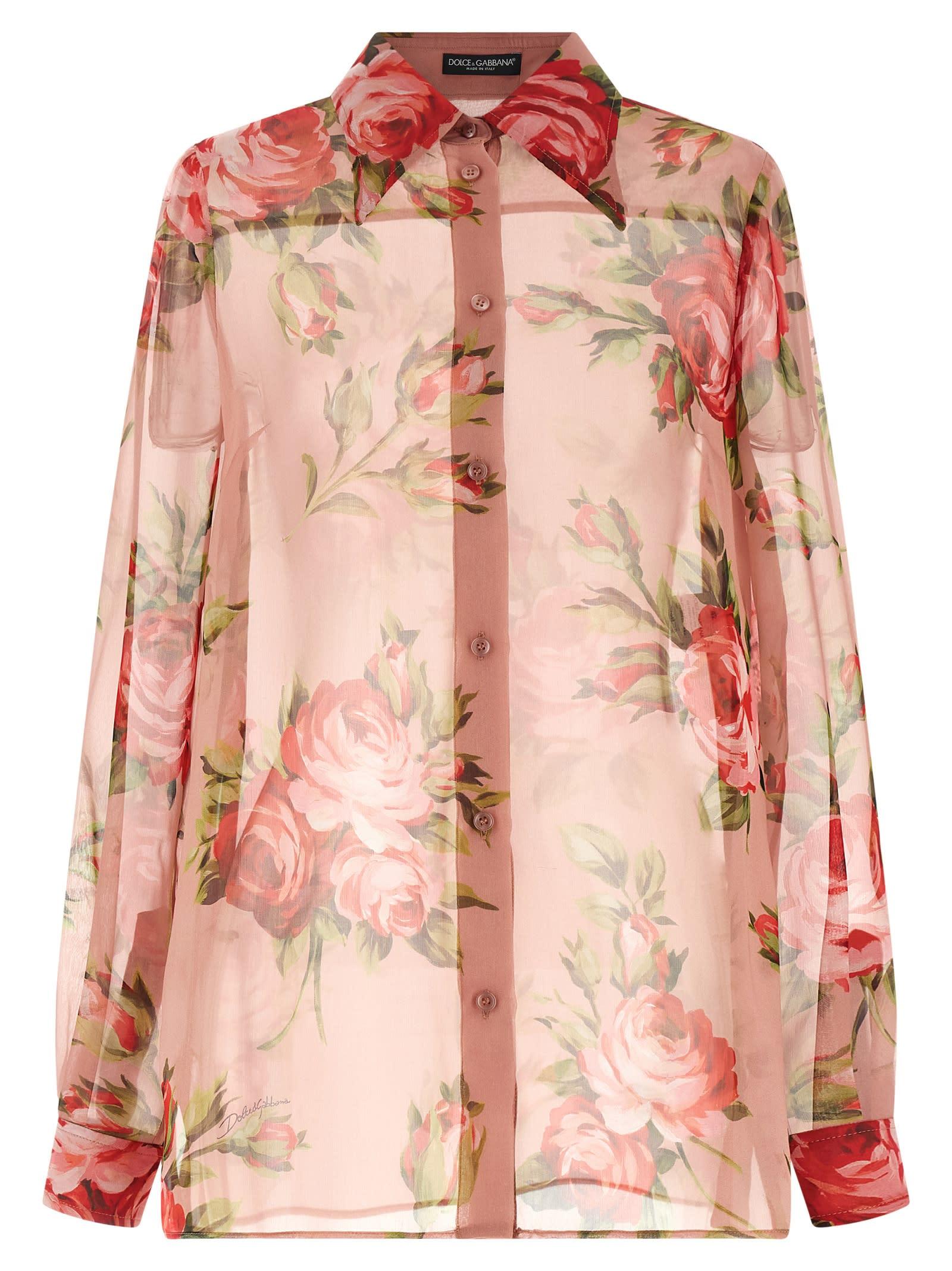 dolce & gabbana bouquet rose shirt