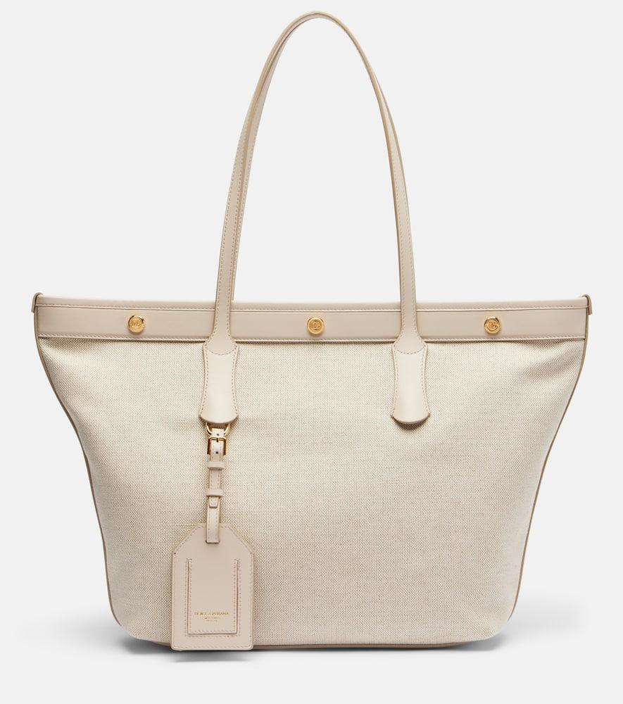 dolce & gabbana canvas and leather tote bag