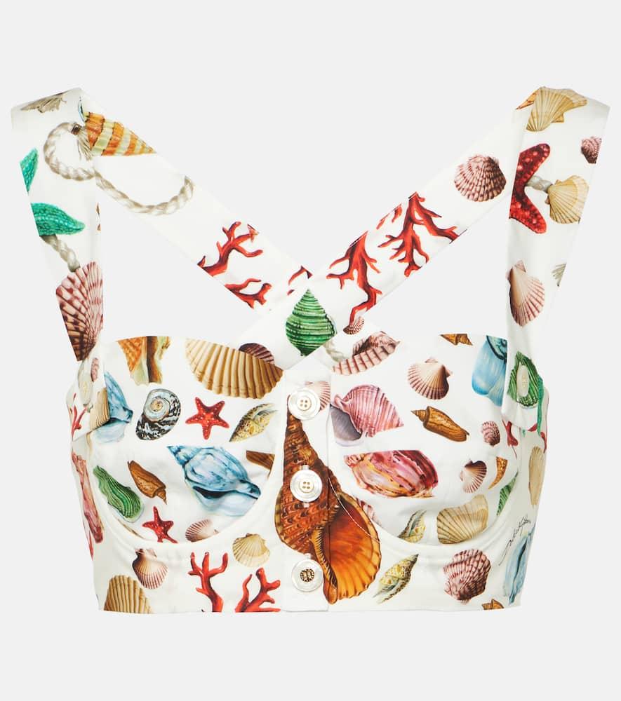 dolce & gabbana capri printed cotton crop top