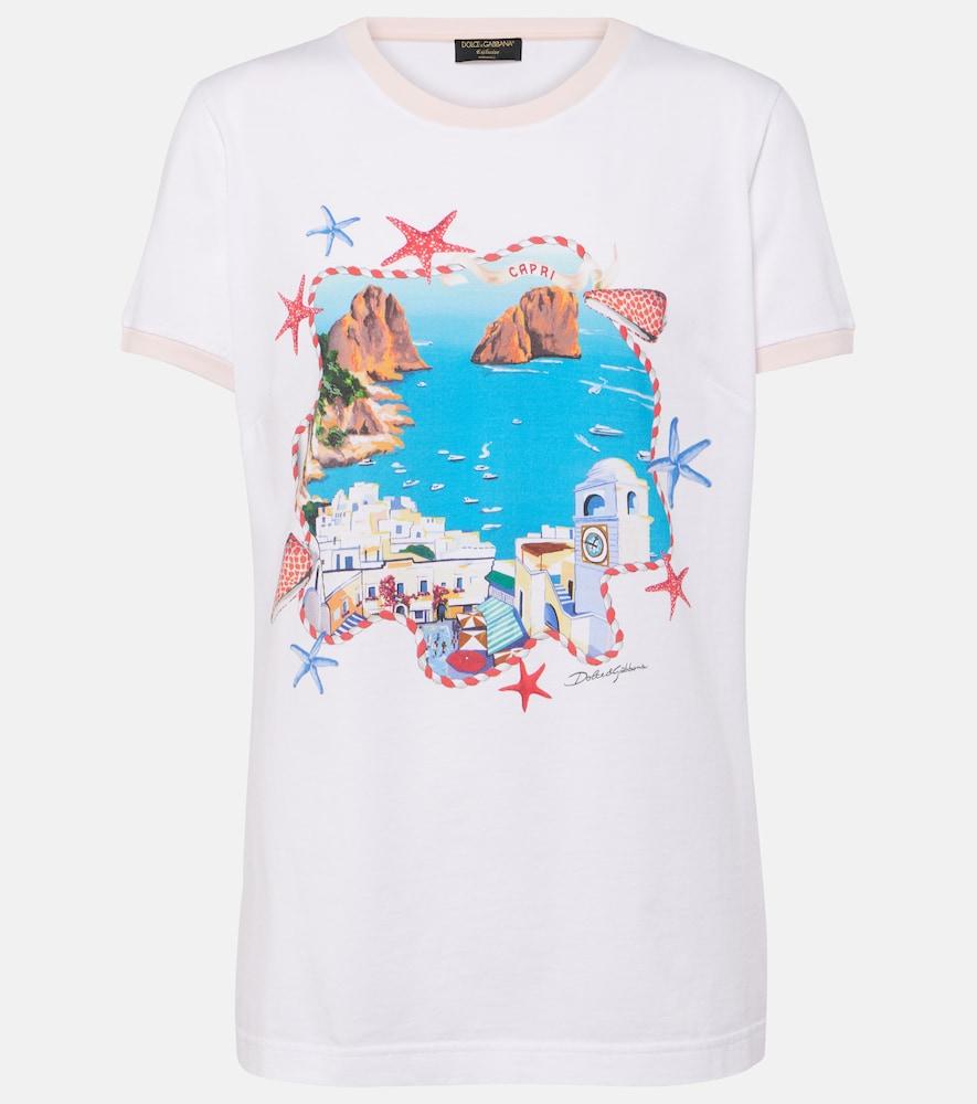 dolce & gabbana capri printed cotton jersey t
