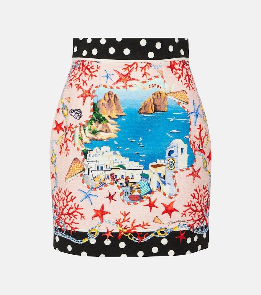 dolce & gabbana capri printed cotton miniskirt