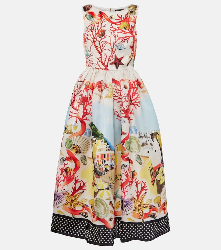 dolce & gabbana capri printed silk midi dress
