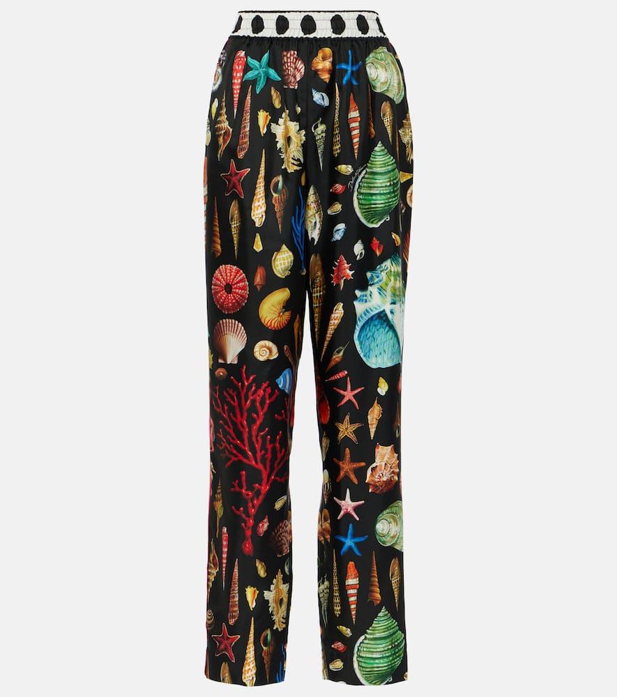 dolce & gabbana capri printed silk satin pants