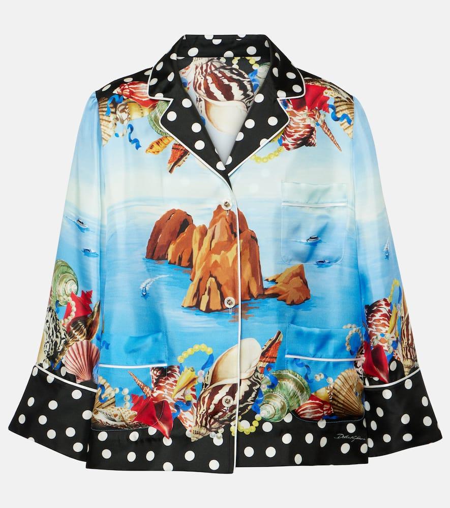 dolce & gabbana capri printed silk satin shirt