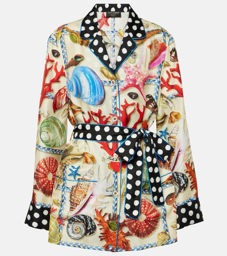 dolce & gabbana capri printed silk satin shirt