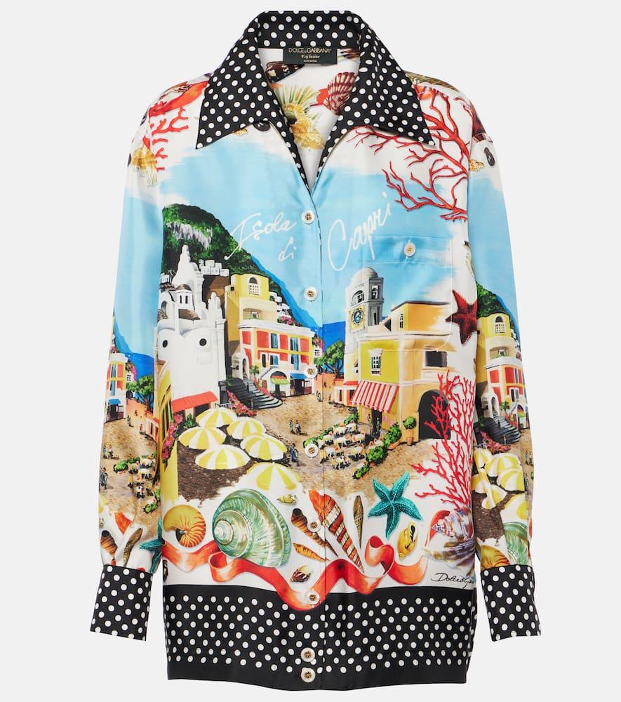 dolce & gabbana capri printed silk satin shirt