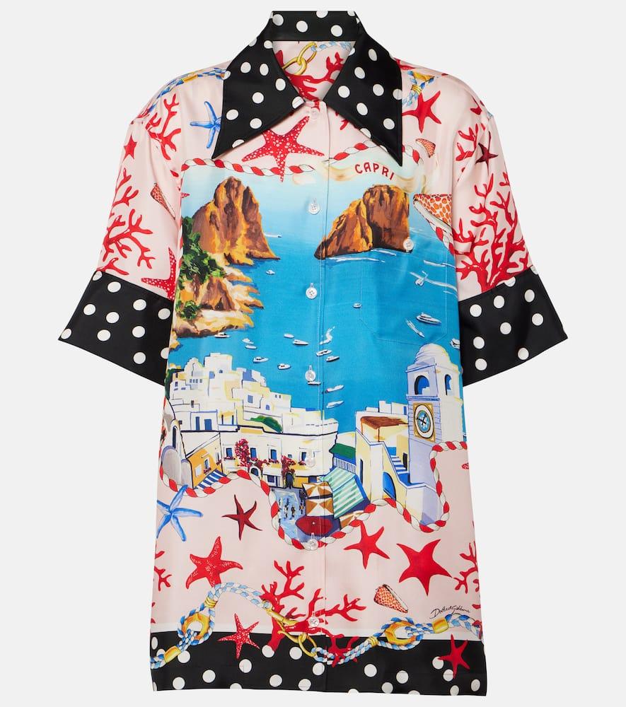 dolce & gabbana capri printed silk satin shirt
