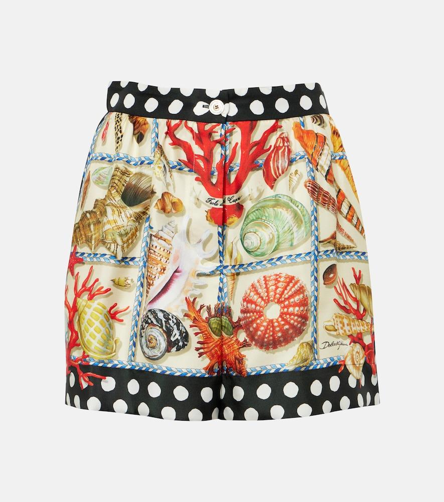 dolce & gabbana capri printed silk satin shorts