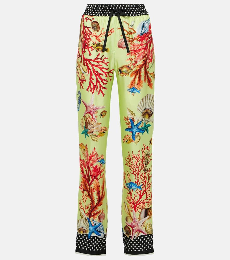 dolce & gabbana capri printed silk tapered pants