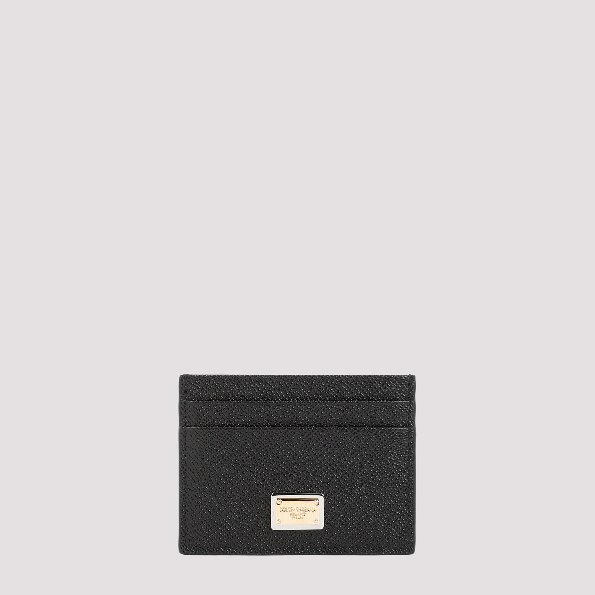 dolce & gabbana cardholder with logo plaque black calf leather smallleathergoods - women