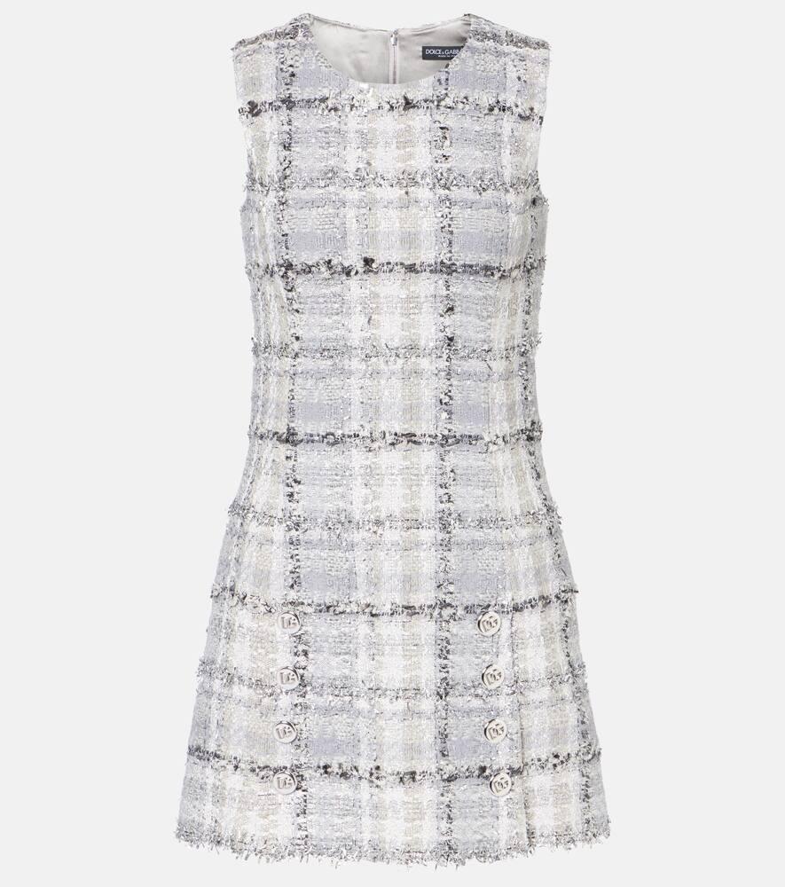 dolce & gabbana checked lamé tweed minidress