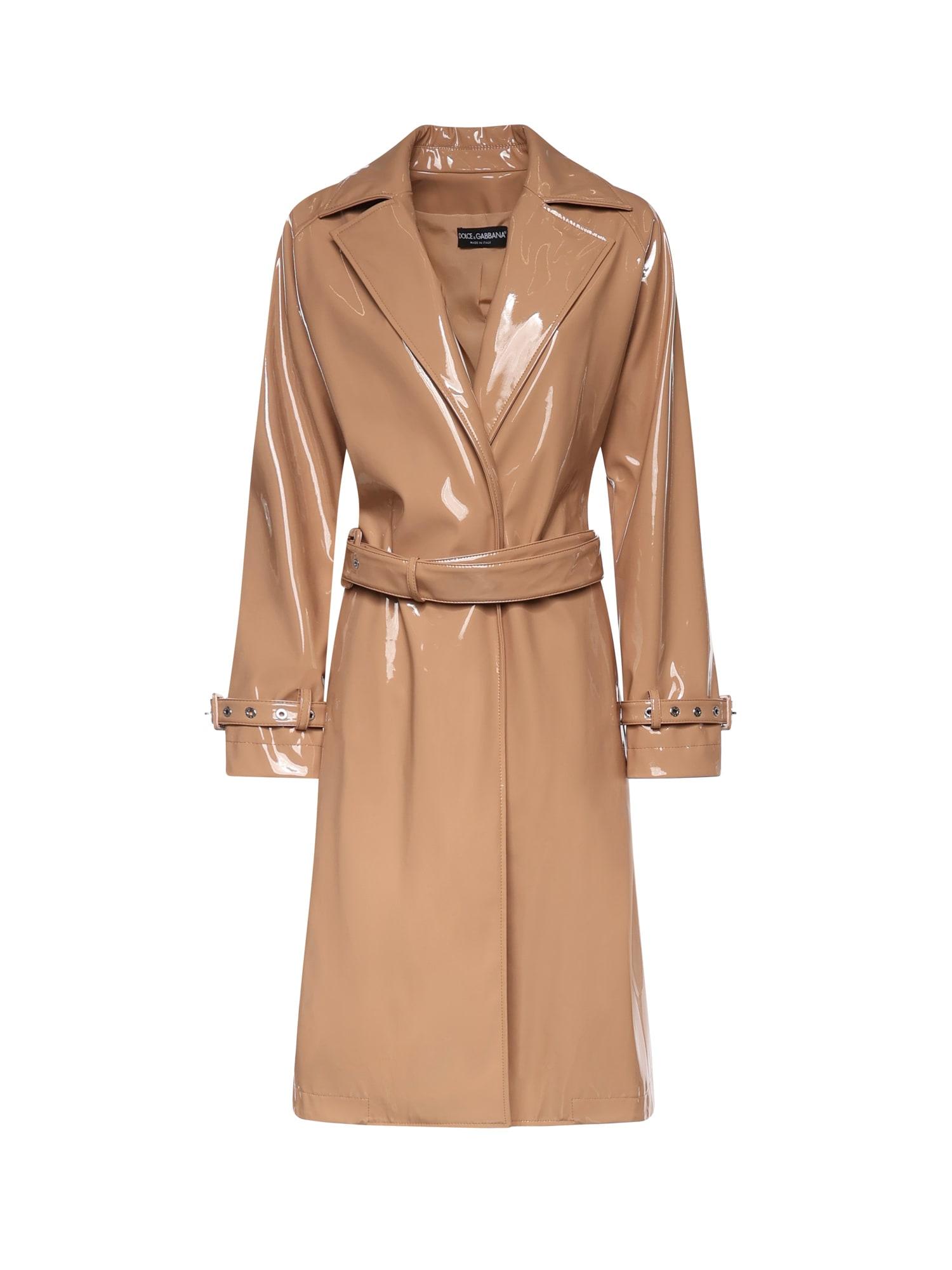 dolce & gabbana coated faux leather trench coat