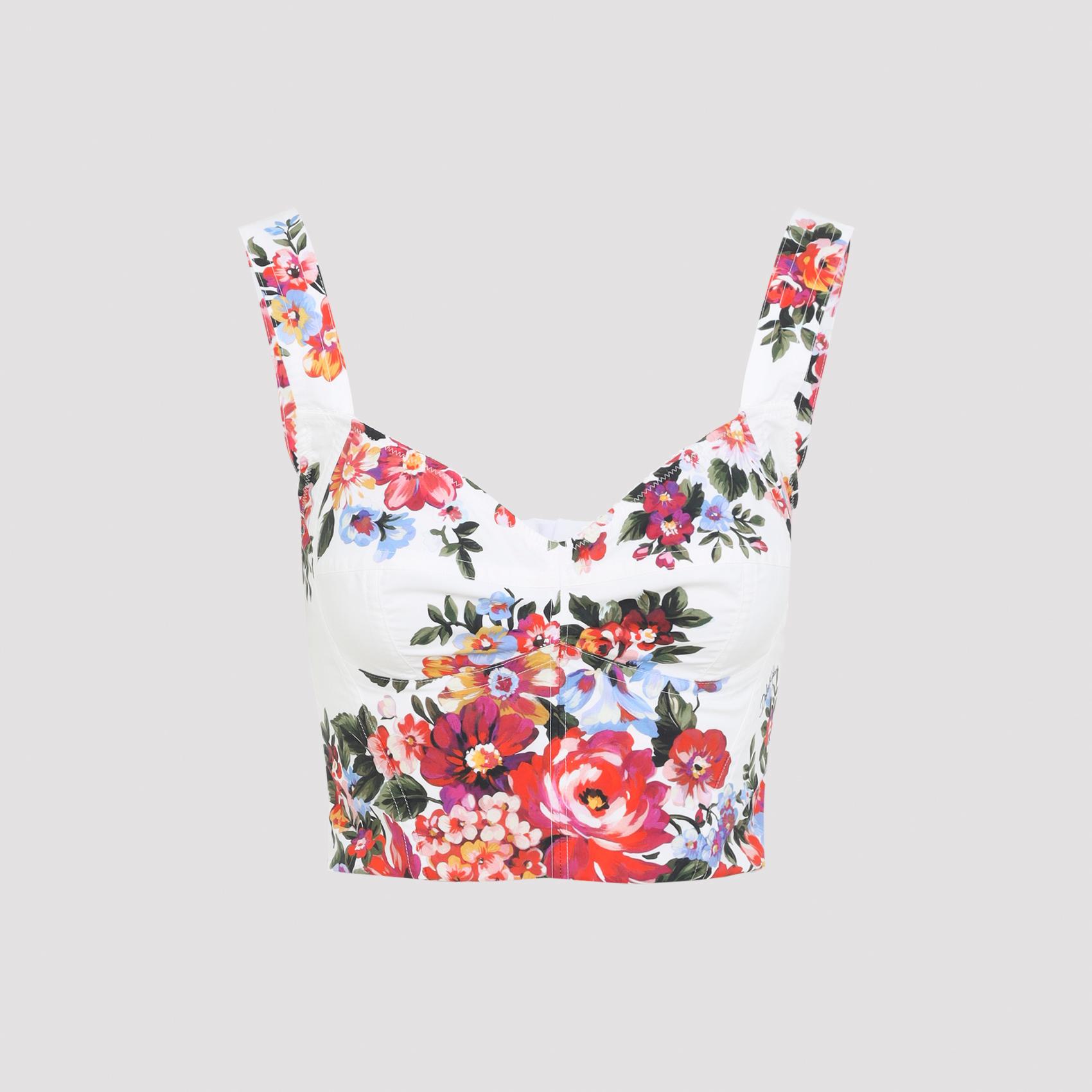dolce & gabbana cotton top zo mazz fiori f bianco elastane polyamide - women