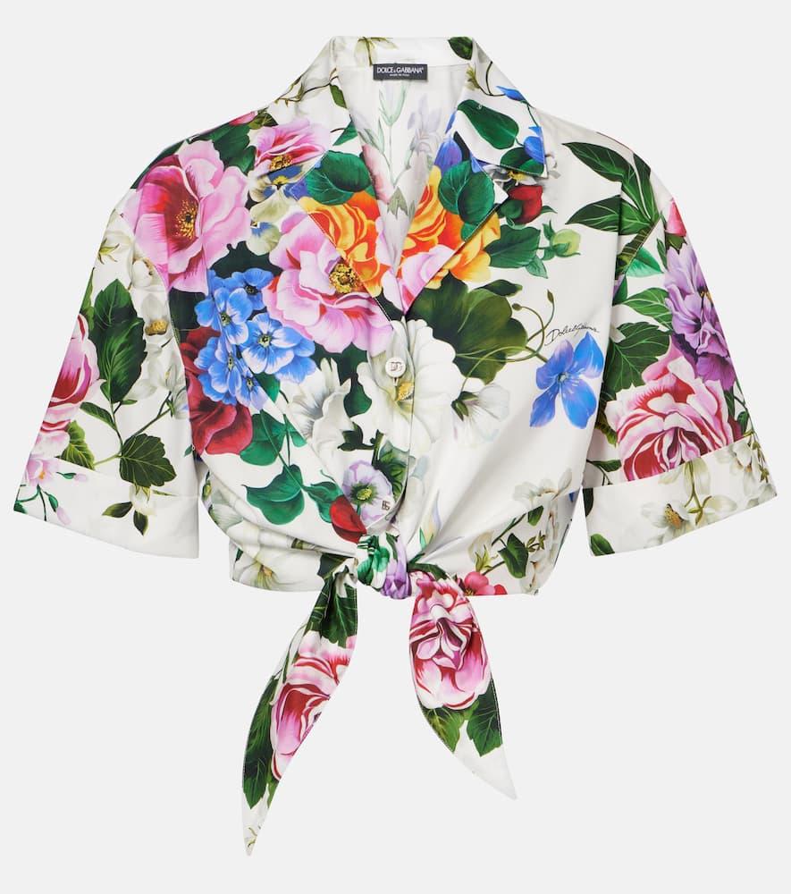 dolce & gabbana cropped floral cotton shirt