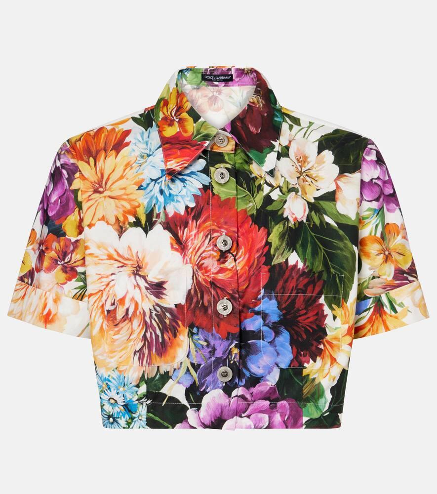 dolce & gabbana cropped floral cotton shirt