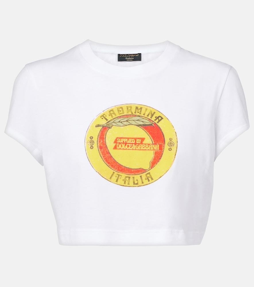 dolce & gabbana cropped printed cotton t