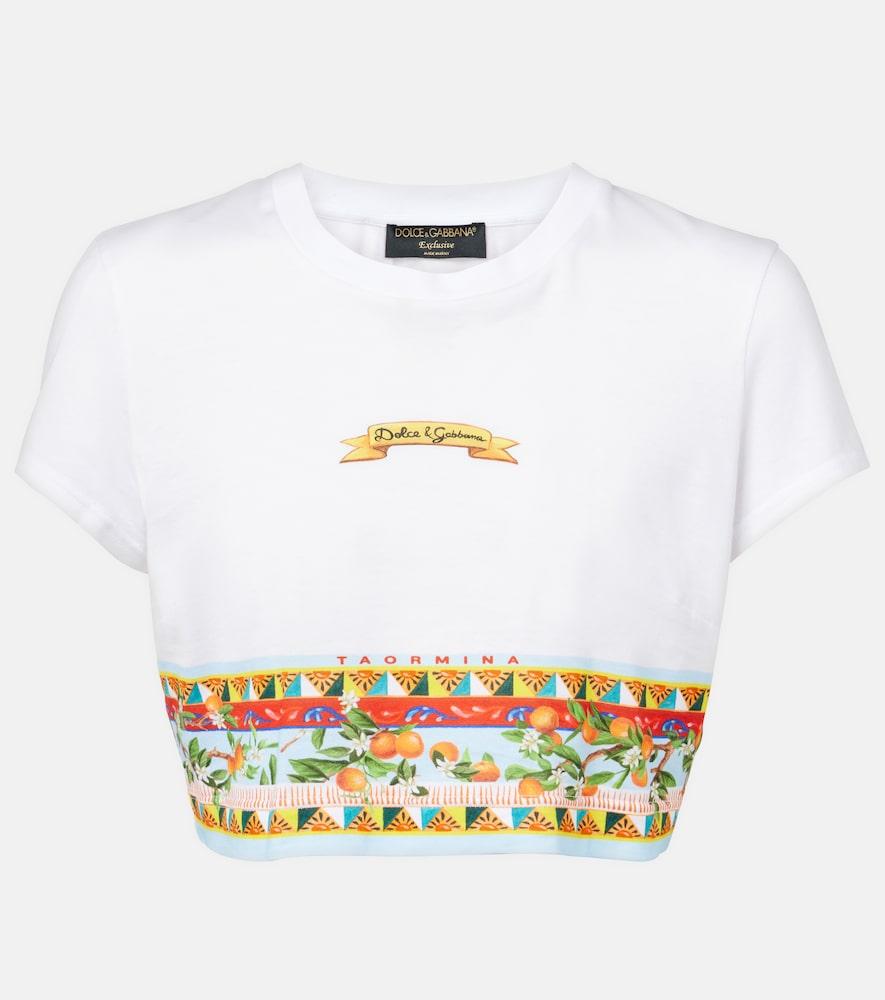 dolce & gabbana cropped printed cotton t