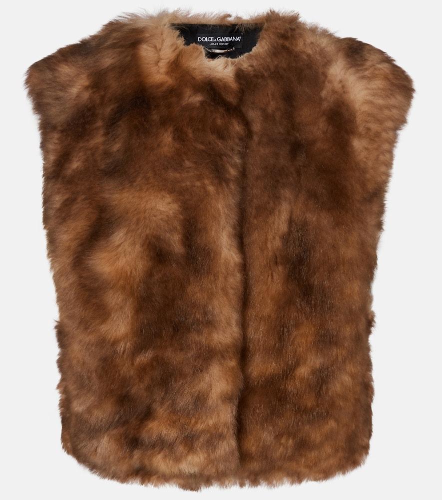 dolce & gabbana cropped shearling vest