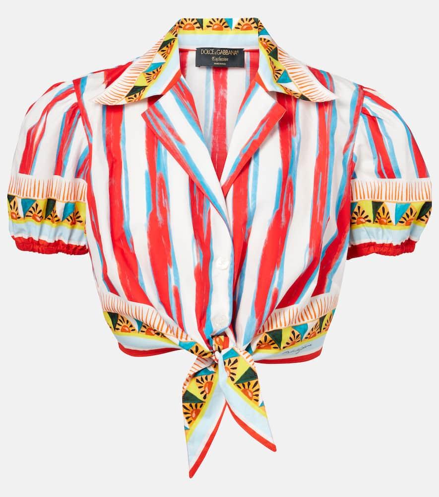 dolce & gabbana cropped striped cotton shirt