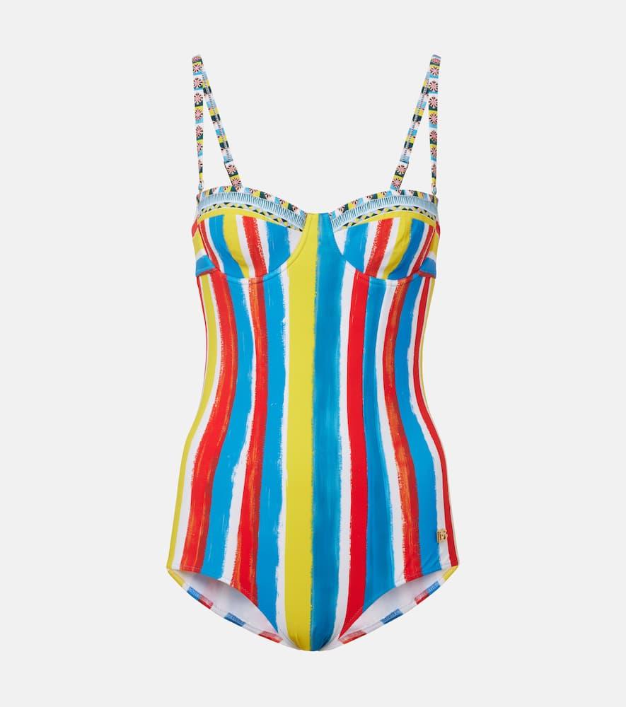 dolce & gabbana cutout striped swimsuit