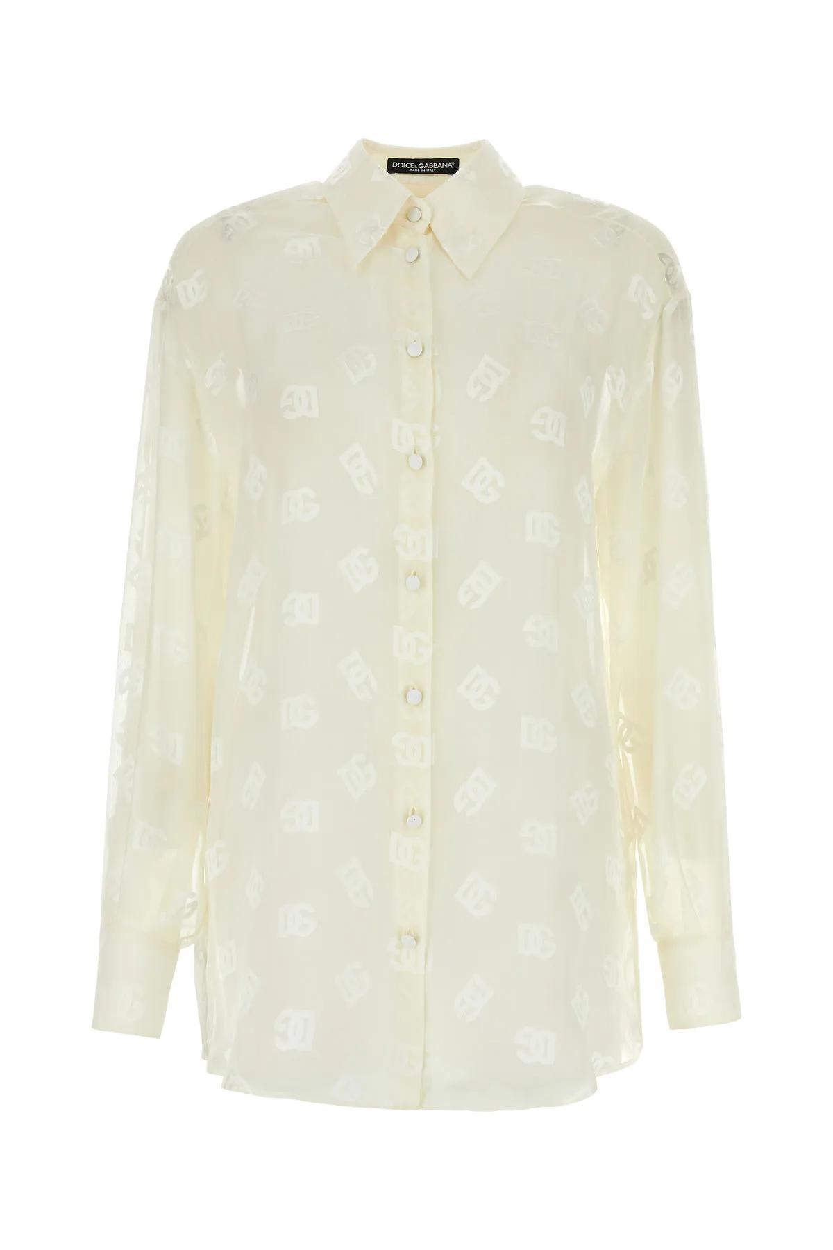 dolce & gabbana devorè silk satin shirt with dg logo