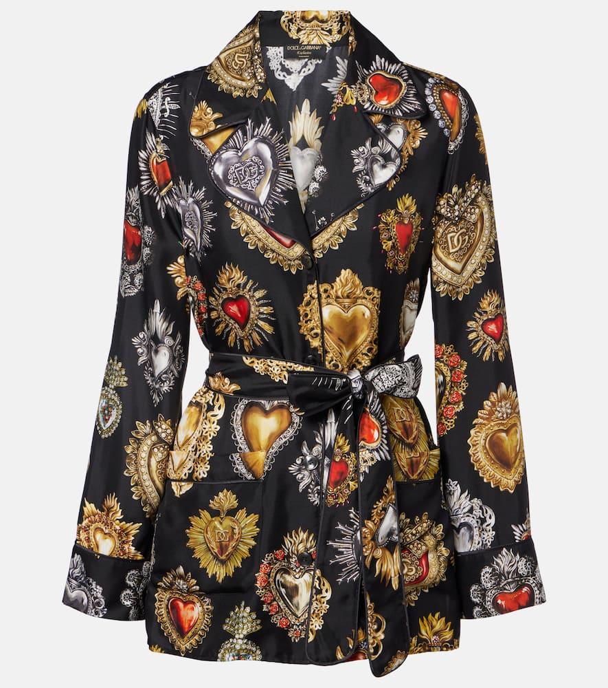 dolce & gabbana devotion belted silk twill blouse