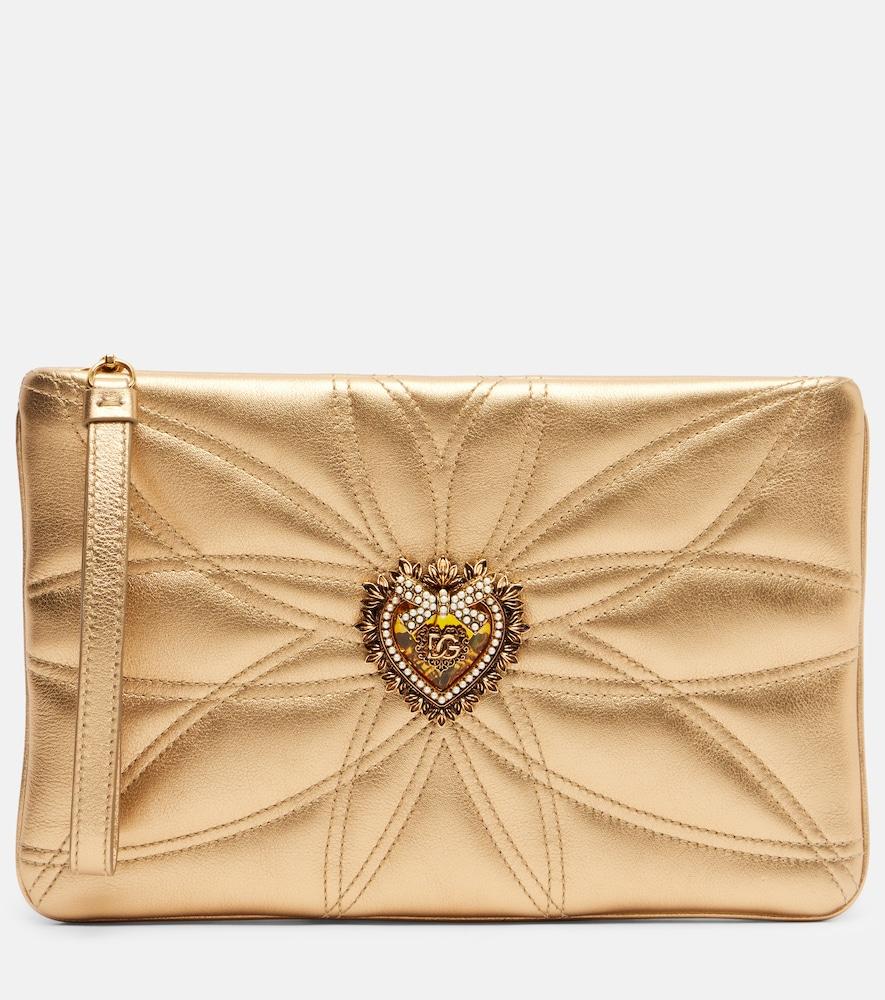 dolce & gabbana devotion mini metallic leather pouch