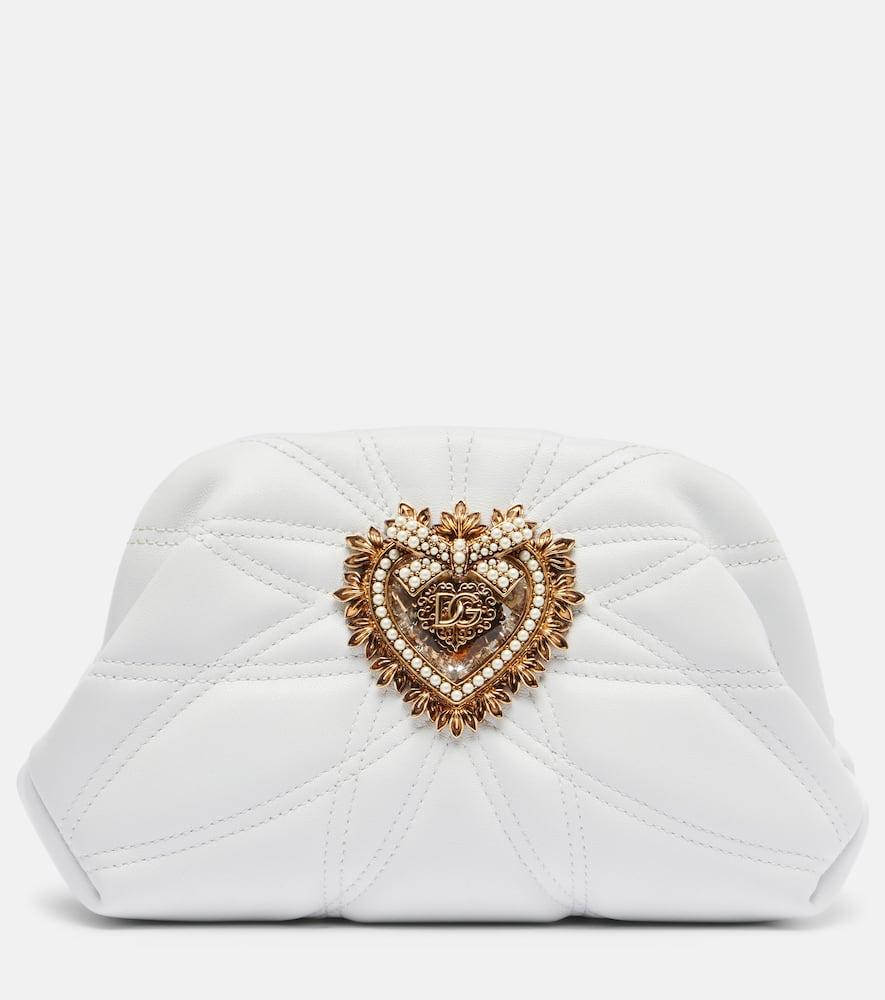 dolce & gabbana devotion small embellished leather clutch