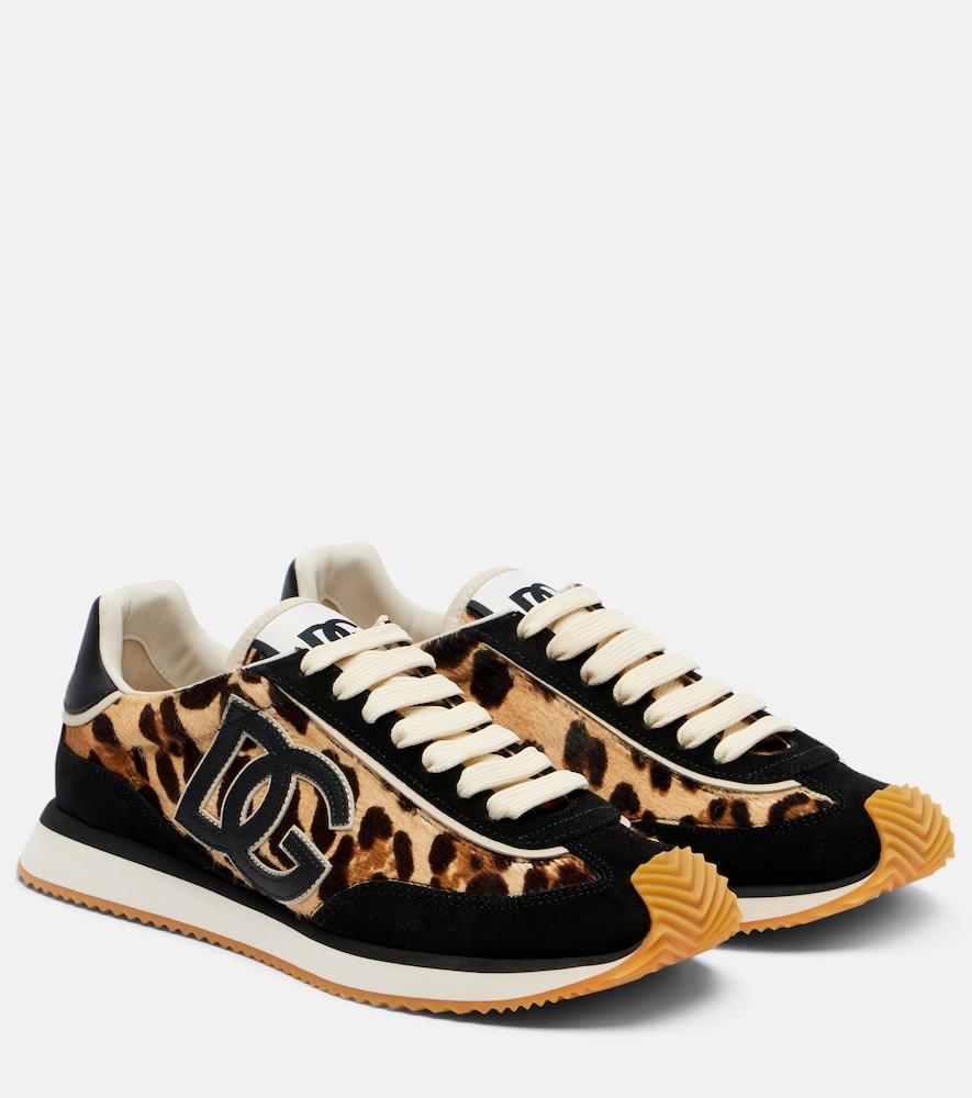 dolce & gabbana dg cushion calf hair and suede sneakers