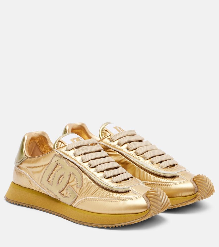 dolce & gabbana dg cushion metallic leather sneakers