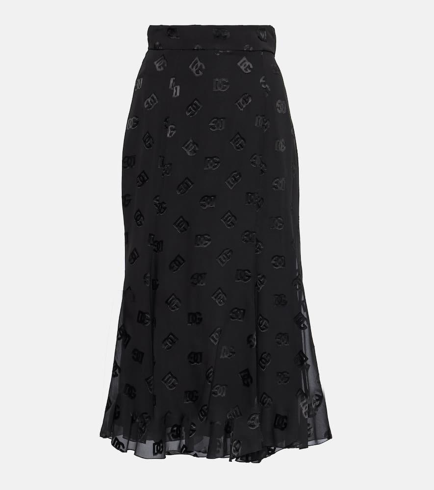 dolce & gabbana dg devoré satin midi skirt