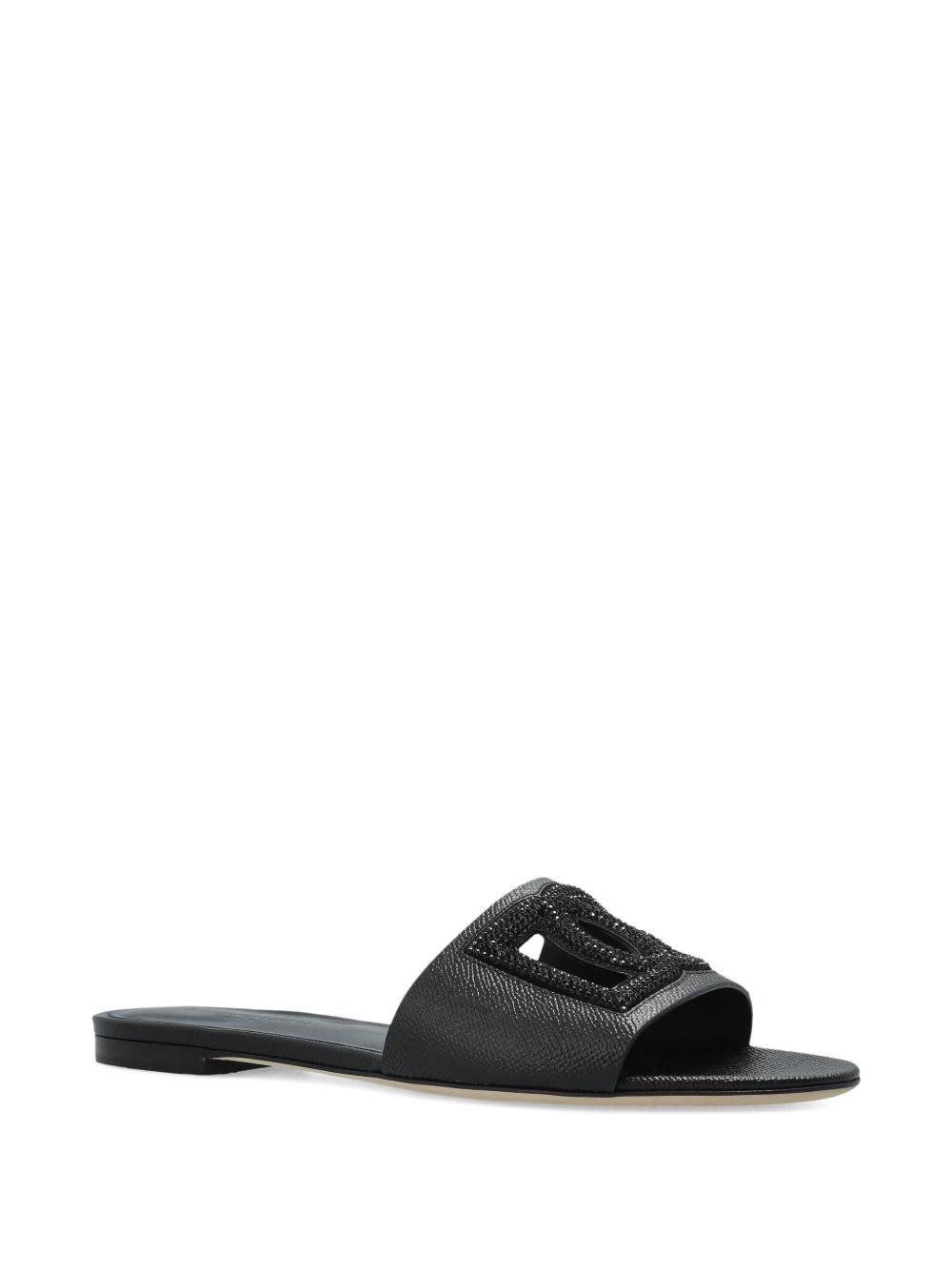 dolce & gabbana dg logo leather flat sandals