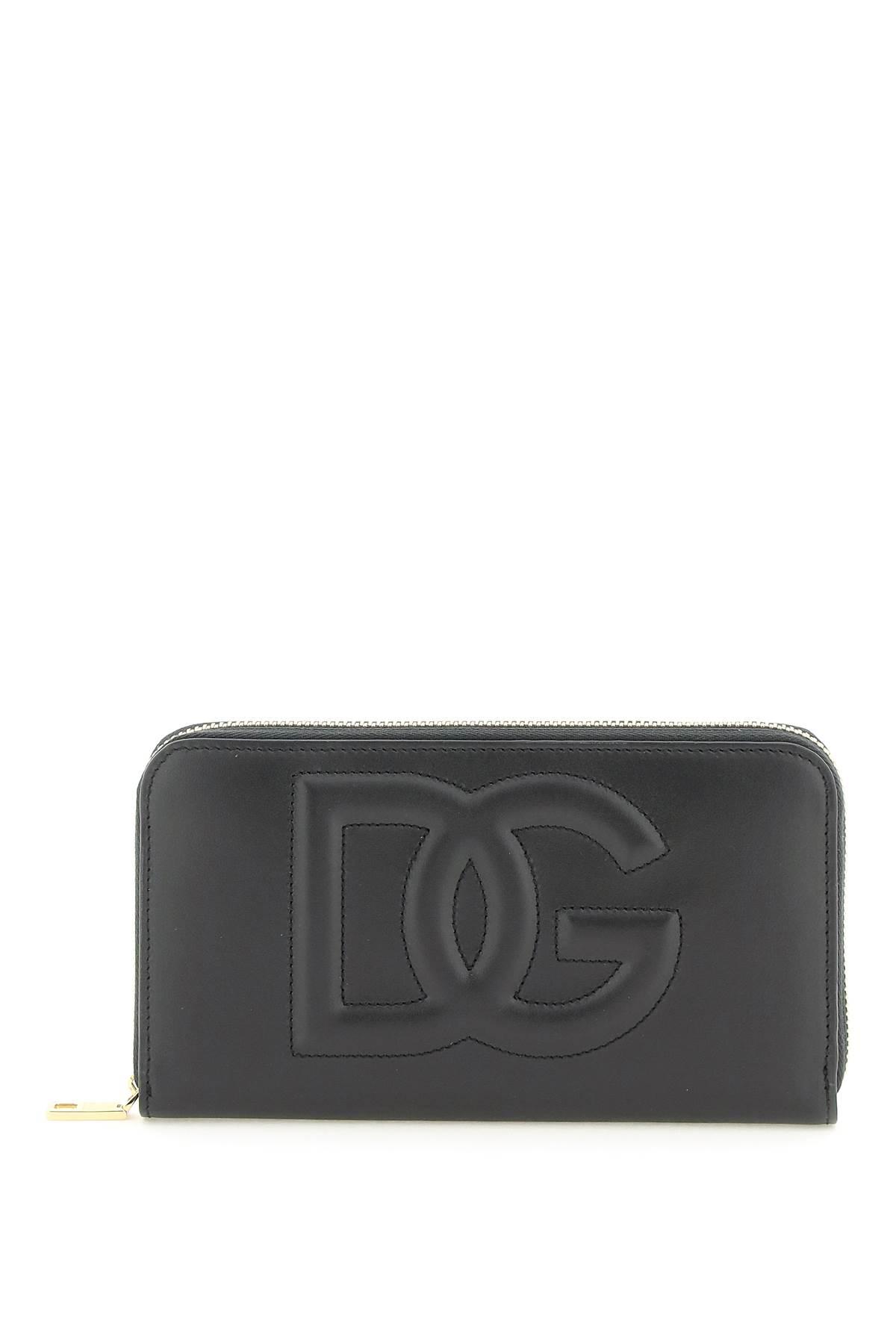 dolce & gabbana dg logo leather zip-around wallet