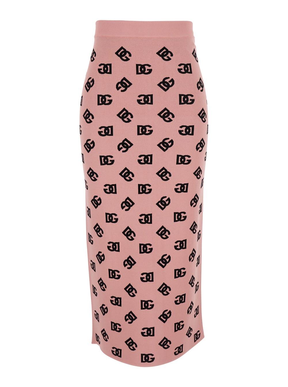 dolce & gabbana dg logo midi skirt