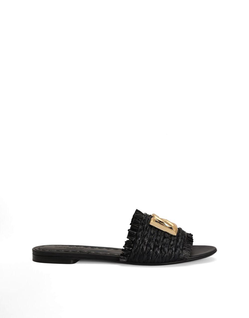dolce & gabbana dg logo rafia flat sandals