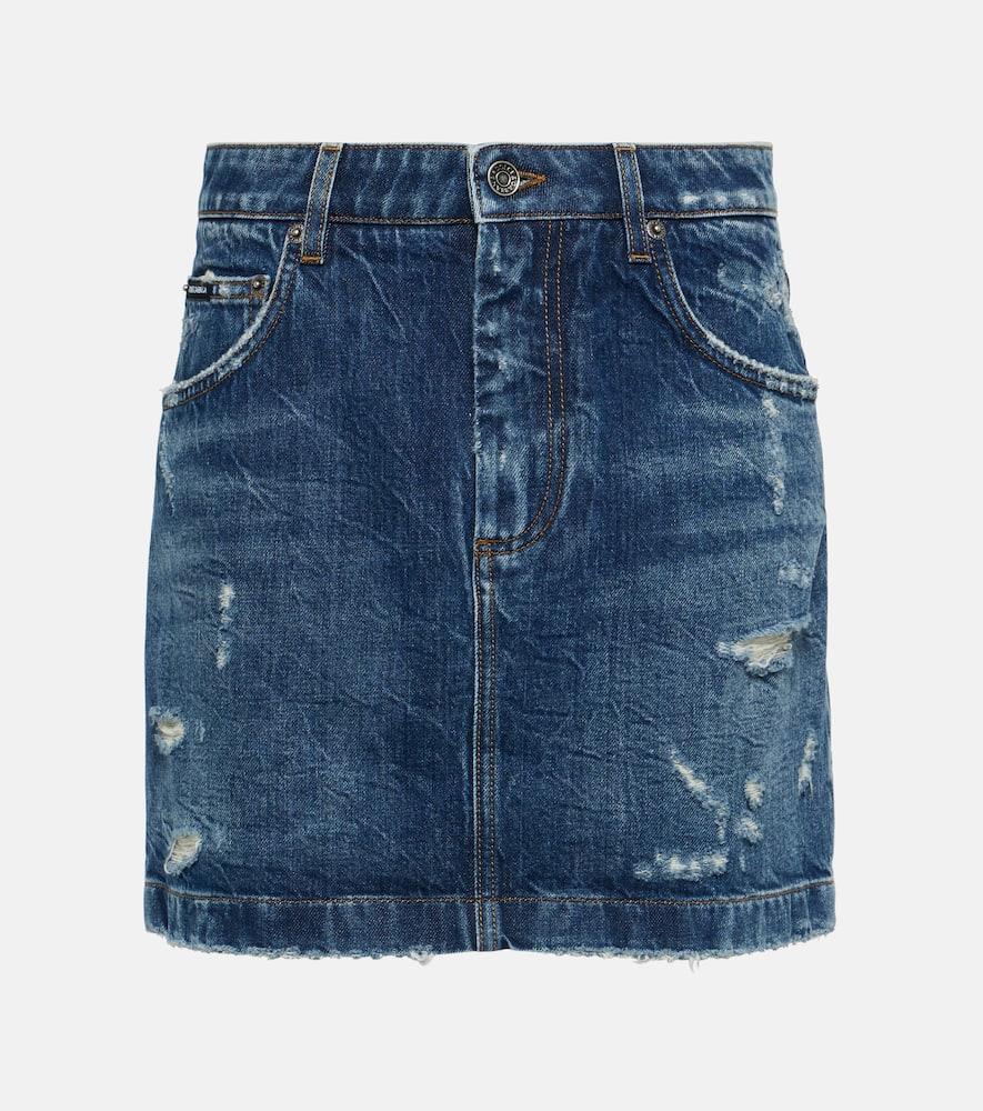 dolce & gabbana distressed denim miniskirt