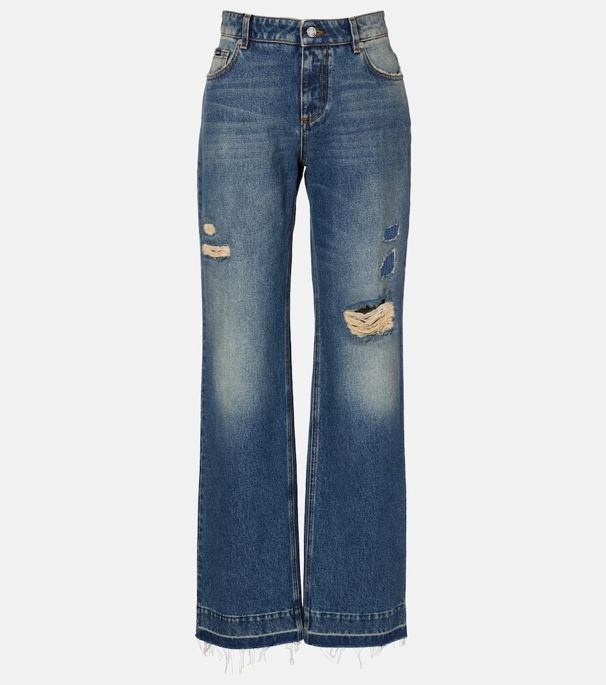 dolce & gabbana distressed straight jeans