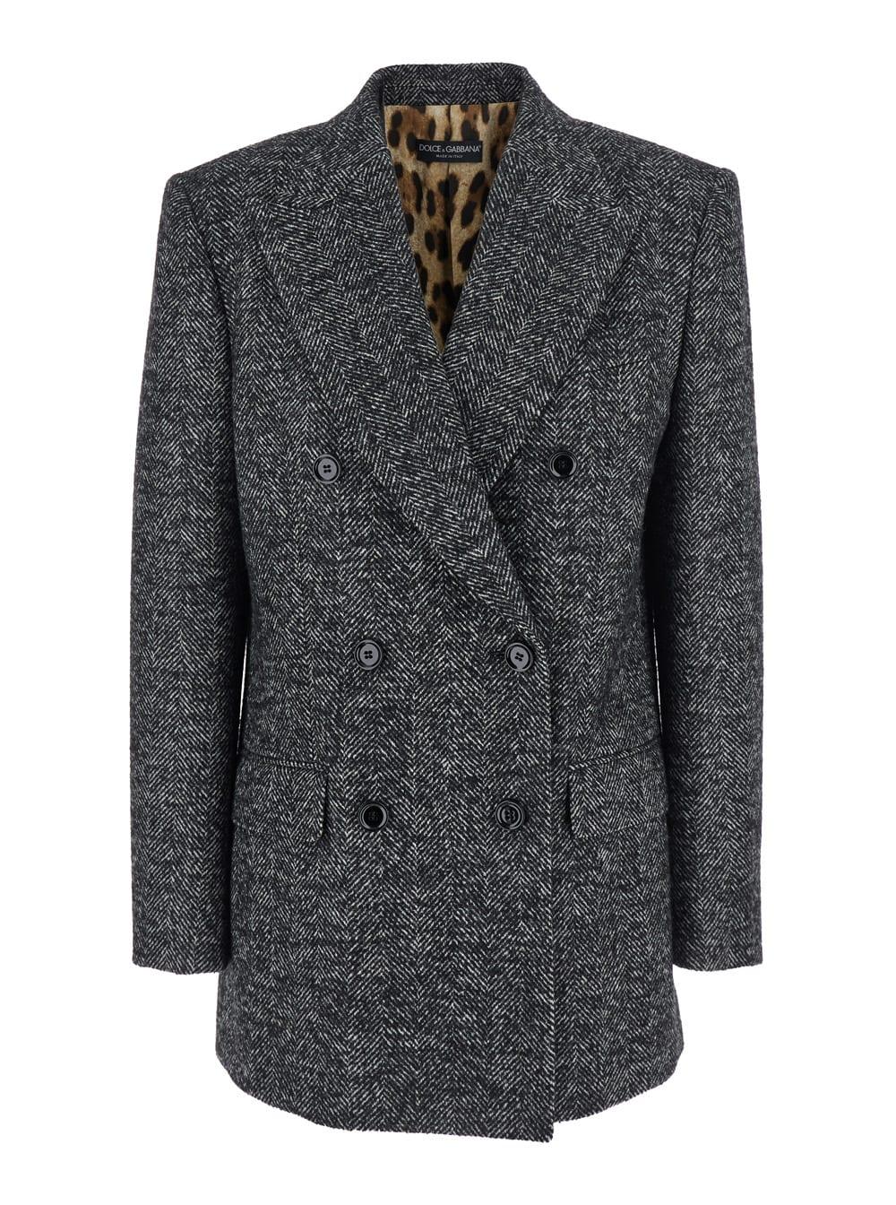 dolce & gabbana double-breasted chevron blazer