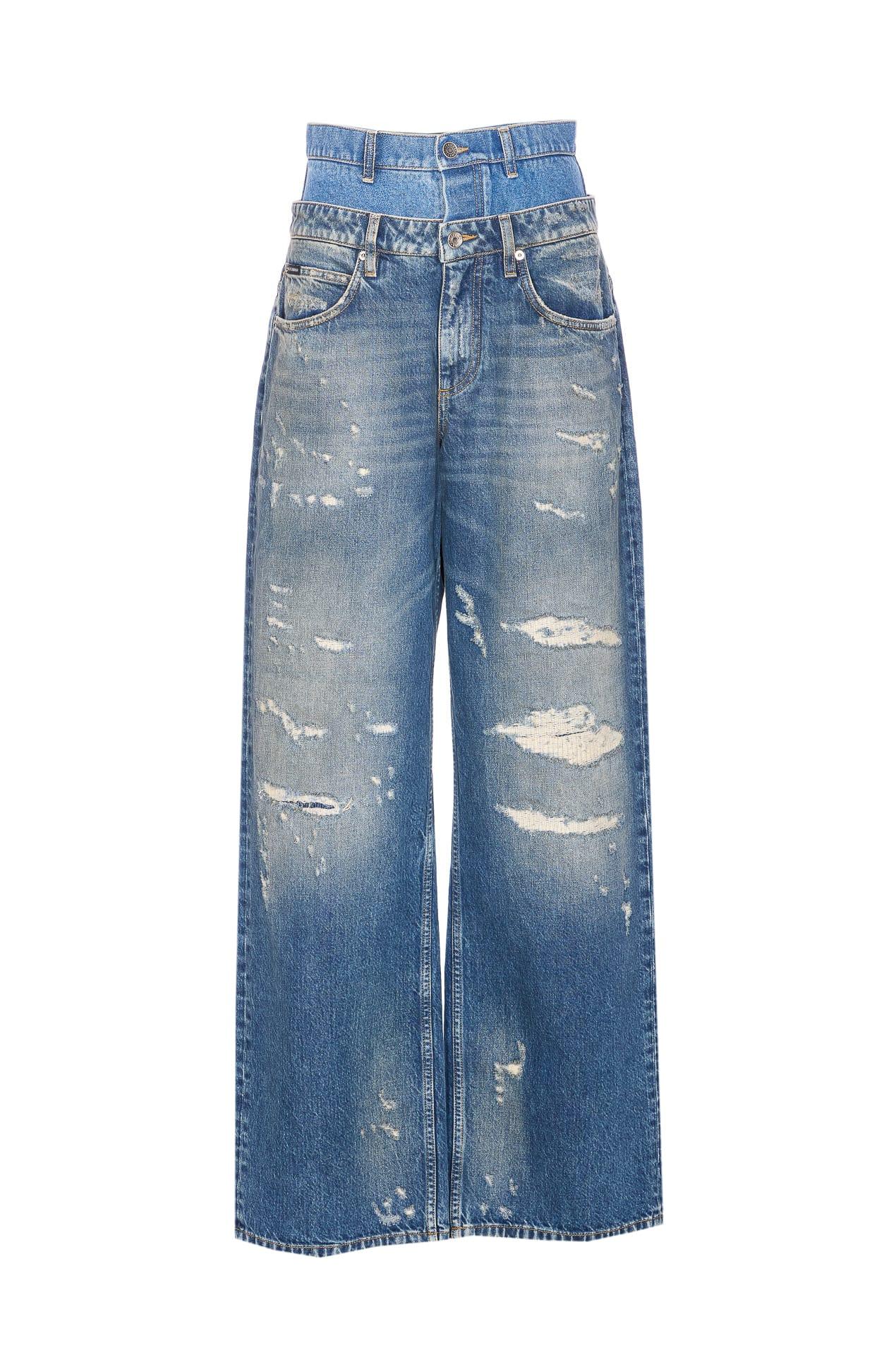 dolce & gabbana double waisted denim jeans