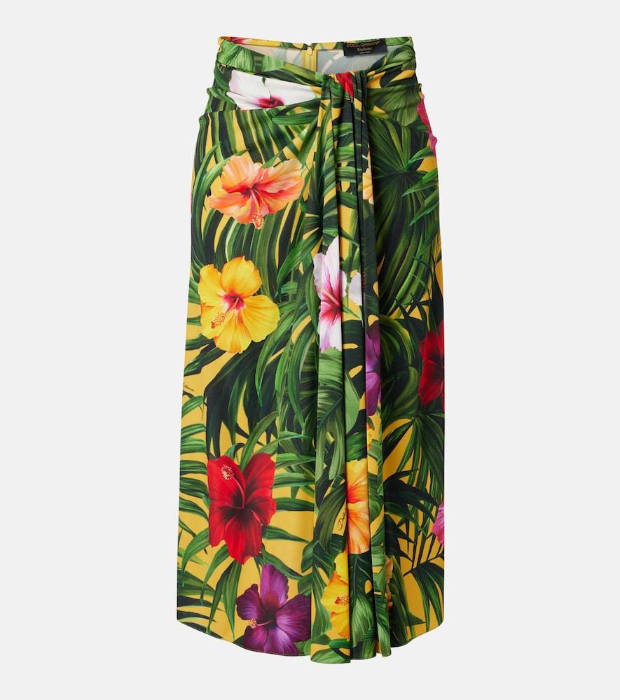 dolce & gabbana draped floral midi skirt