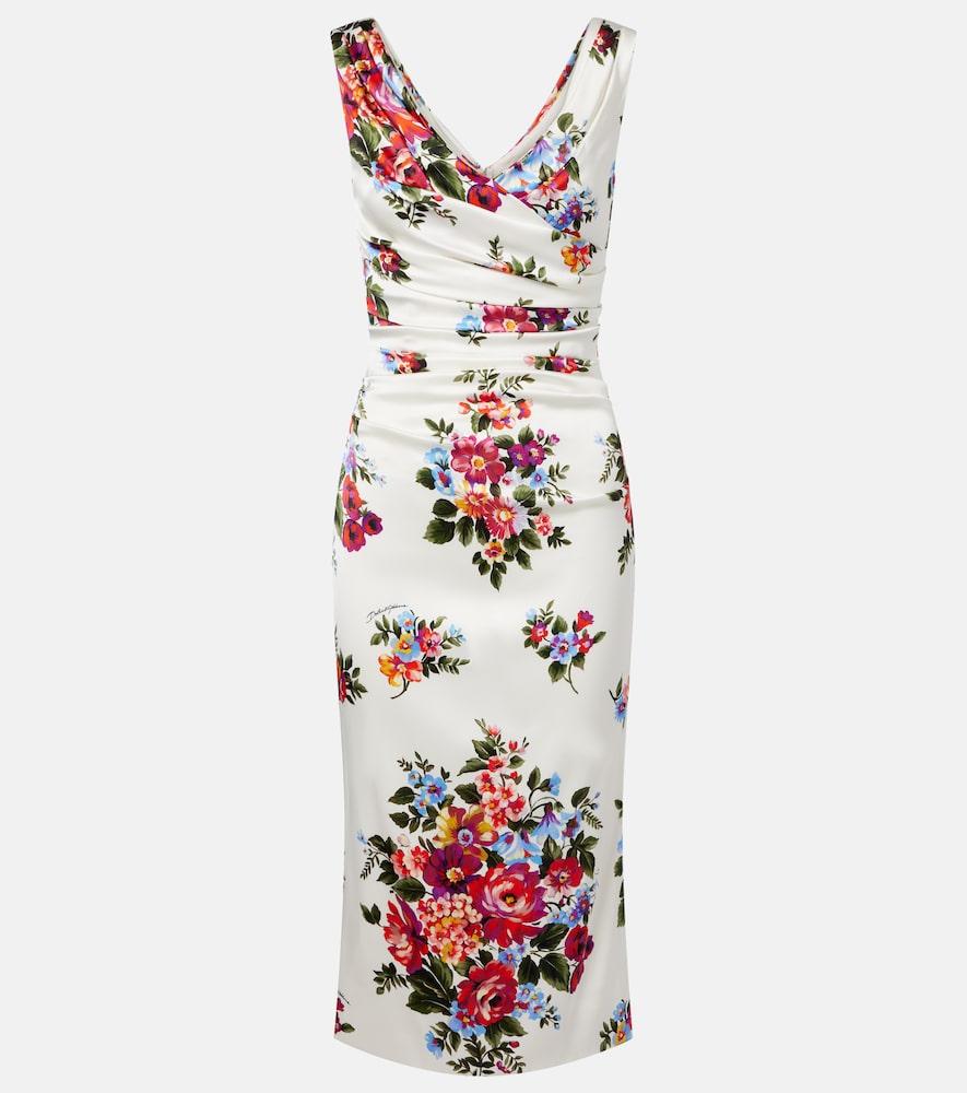 dolce & gabbana draped floral satin midi dress