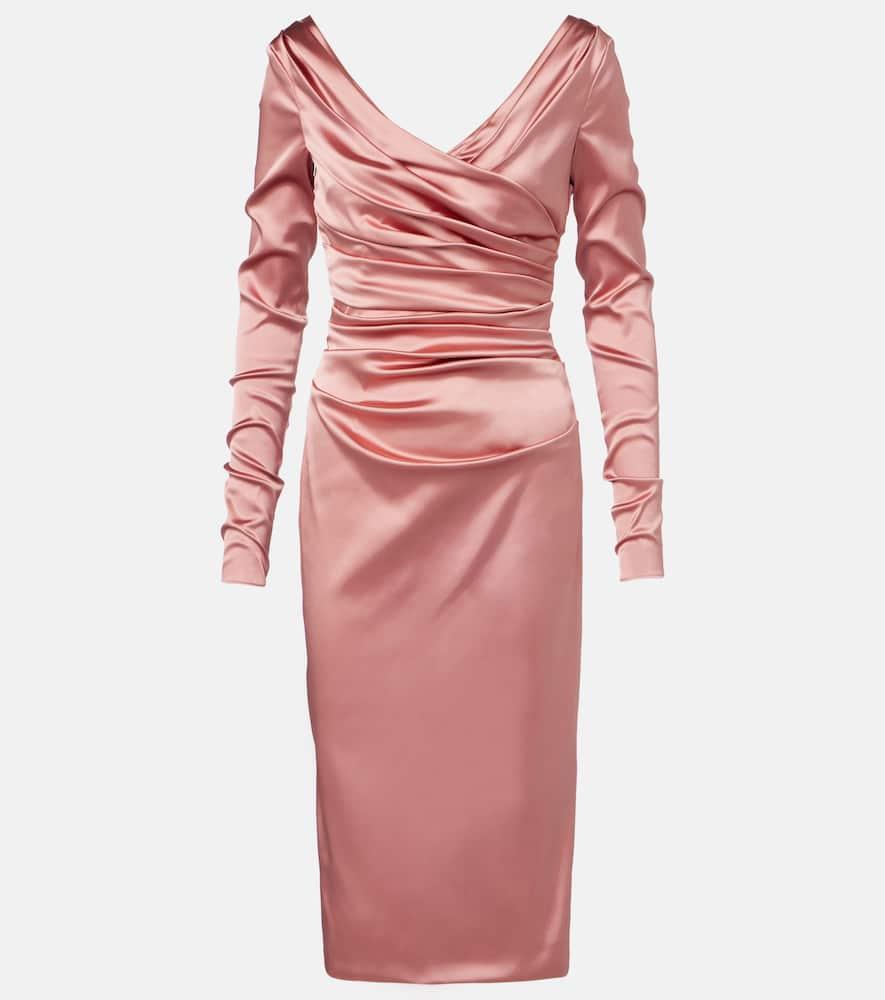 dolce & gabbana draped satin midi dress