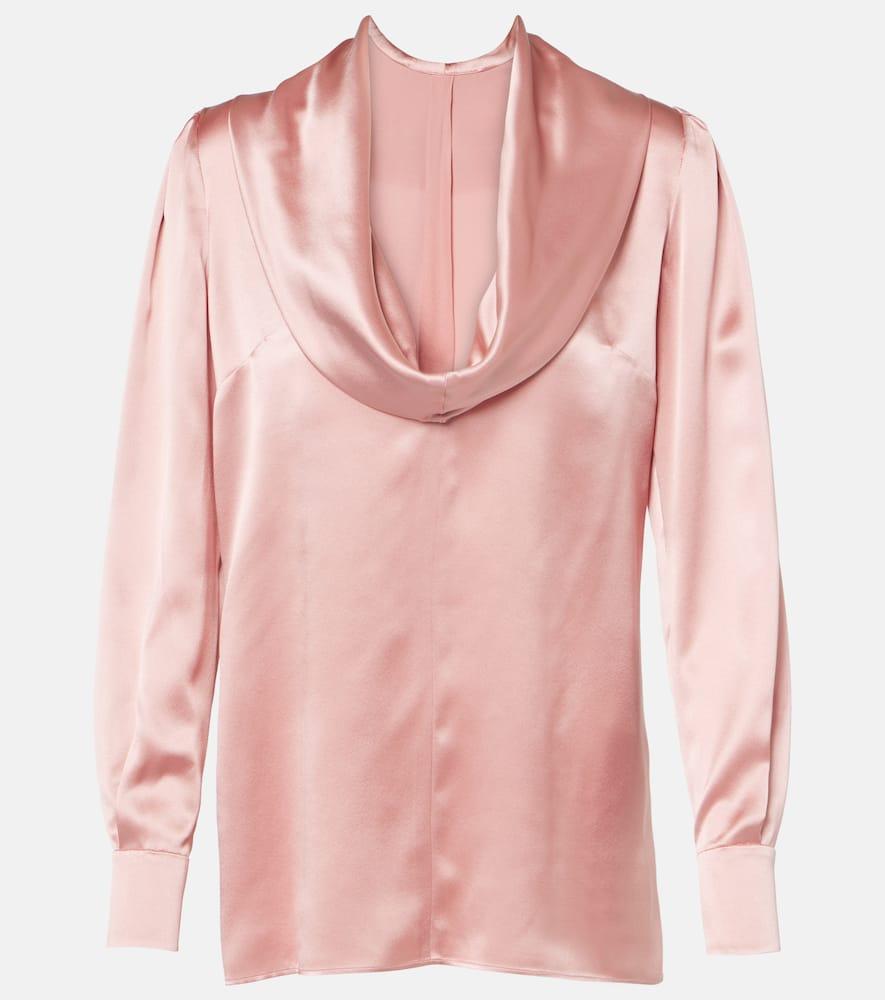 dolce & gabbana draped silk satin blouse