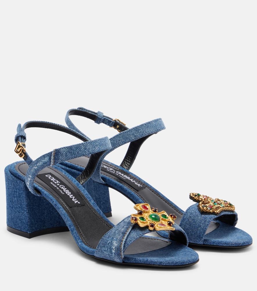 dolce & gabbana embellished 60 denim sandals